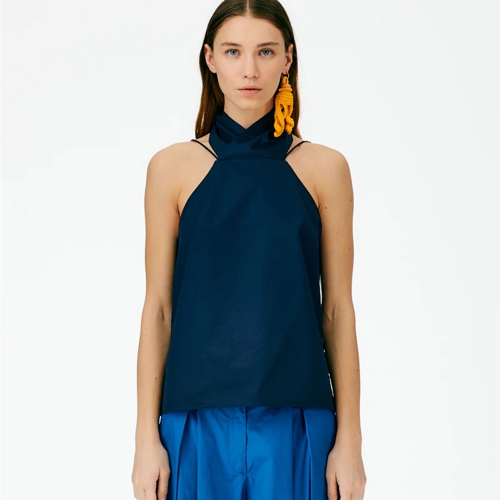 tibi eco poplin halter top